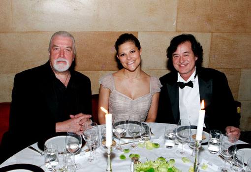 La Principessa Victoria con Jon Lord e Jimmy Page © Patrik Österberg / Polar Music Prize